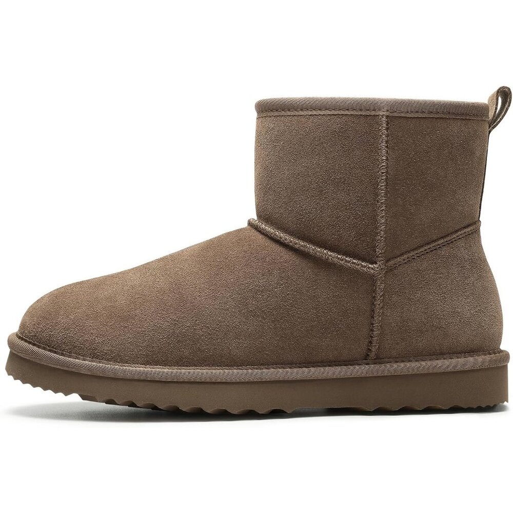 Women Genuine Suede Boots Warm Fuzzy Boots Snow Boots with Fur Lined Mocha - Picture 2 of 6